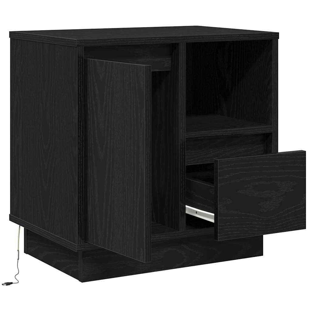 Bedside Cabinet with Black 50 x 34.5 x 50 cm Engineered wood